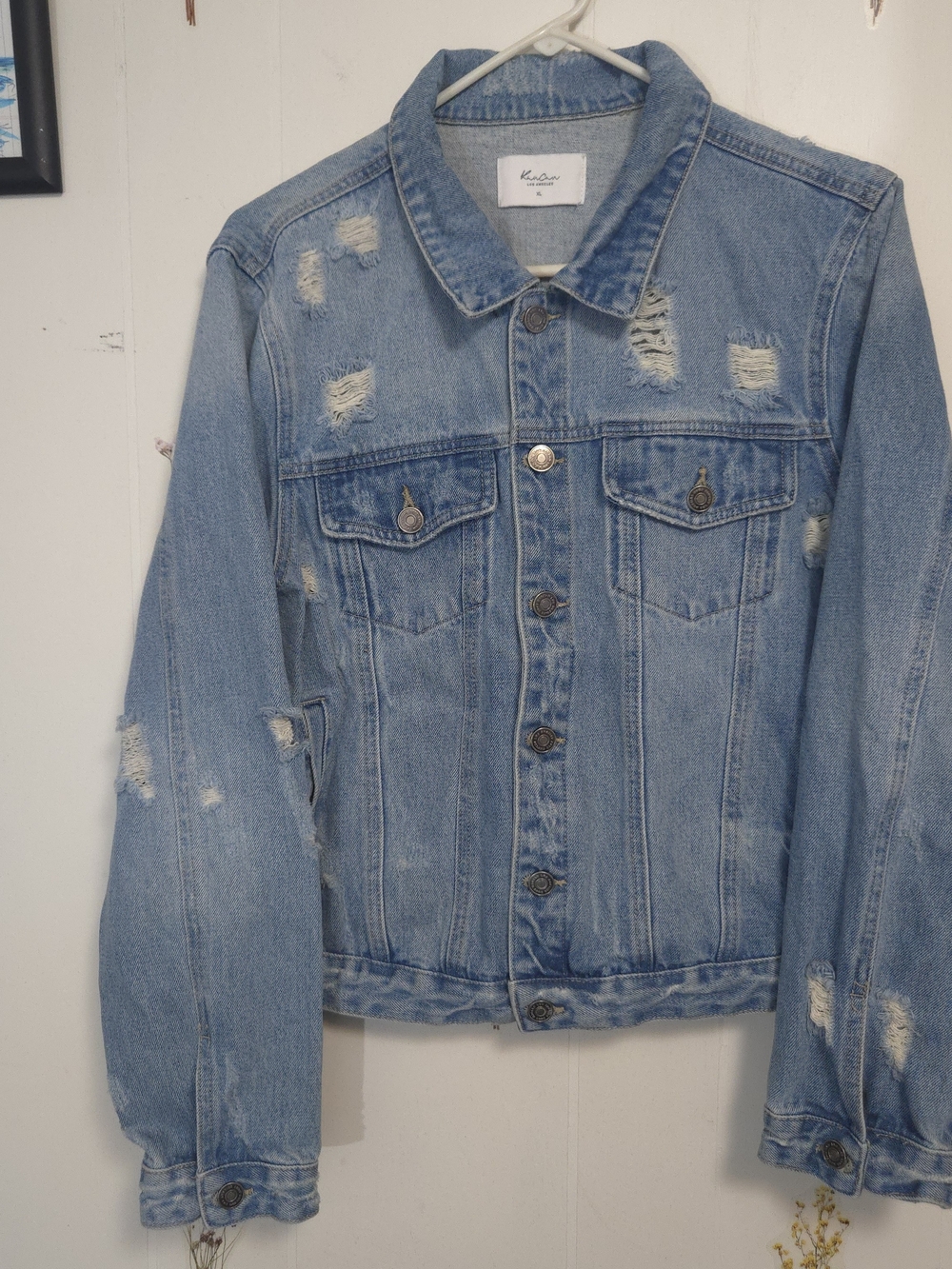 KanCan Light Blue Distressed Denim Jacket